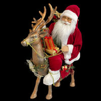 Red Santa on Reindeer Animated 75cm