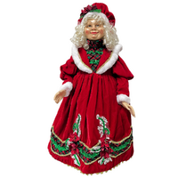 Mrs Claus Red & Green Traditional Dress 62cm