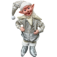 Silver/Gold Elf Standing Musical Wind Up 40cm