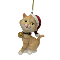 Cat Hanging Beige Gold Bell 8cm