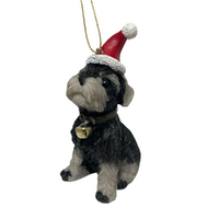 Christmas Cavoodle Puppy Black & Grey 10cm