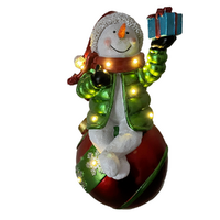 Snowman Sitting on Red Bauble LED 25cm