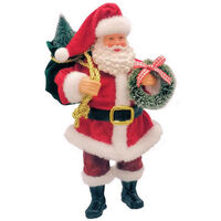 Santa Hanging Sack & Wreath 16cm