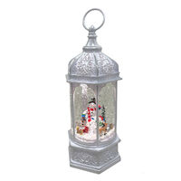 Lantern Hex White Snowman 31cm