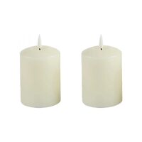 LED Ivory Wax Pillar Candle Set 13.5cm