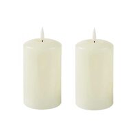 LED Ivory Wax Pillar Candle Set 18cm