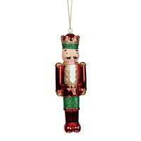 Nutcracker Red & Green Hanging 15cm