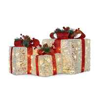 LED Red Bow Boxes 3pc 25cm