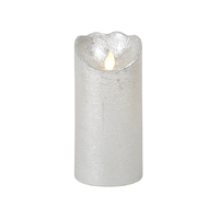 Beacon LED Wax Pillar Candle Silver 15cm