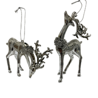 Plastic Silver Deer Decoration 1pc 2A 13.8cm