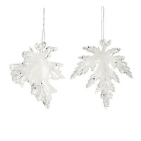 Clear and Silver plastic Leaf Decoration 1pc 2A 13cm