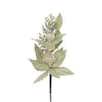 Frosted Sage Poinsettia Berry Spray 42cm