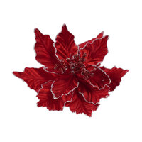 Clip Poinsettia Red and White Edge 27cm