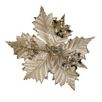 Poinsettia Dusky Gold Glitter Clip On 6cm