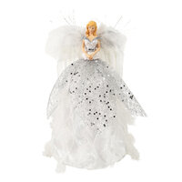 Angel Tree Topper White Silver 30cm