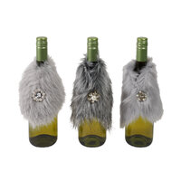 Faux Fur Bottle Covers 3 Assorted 16cm