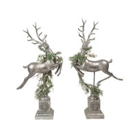 Silver Leaping Deer Set of 2, 62cm