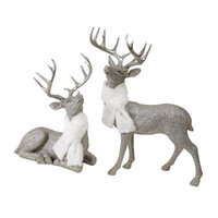 Silver Deer White Scarf Standing 50cm