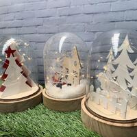 Christmas Light Glass Domes - Set of 3