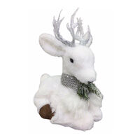 Plush Sitting Deer White Grey 23cm
