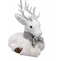 Plush Sitting Deer White Grey 27cm
