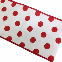 White Satin Red Dots Ribbon 7.5cmx4.5m