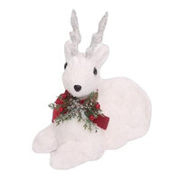 White Sisal Sitting Deer Red Bow