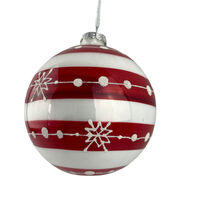 Red White Flake Ball Hanging 10cm