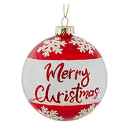 Glass Merry Christmas Bauble 10cm