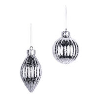 Silver Tree Ornament 8cm 2Asst