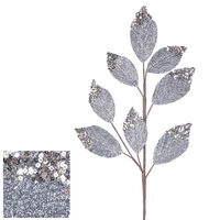 Dark Grey Velvet/Glitter Leaf Stem 70cm