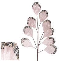 Champagne Velvet Glitter Leaf Stem 70cm