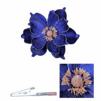 Royal Blue Velvet Magnolia  w.Clip 25cm