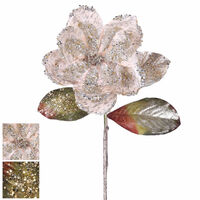 Ivory Glitter Magnolia Stem 81cm