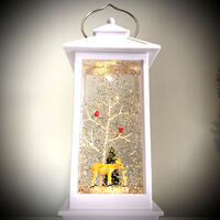 White Lantern w Reindeer & Birds