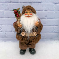 Vintage Santa Figurine 18cm - Brown Suit