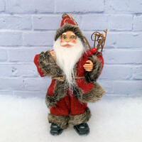 Vintage Santa Figurine 18cm - Red/Grey Suit