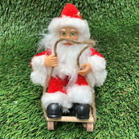 Vintage Santa On Sled 12cm - Original Suit