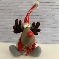 Wooly Reindeer Sitting 28cm - Grey Boots