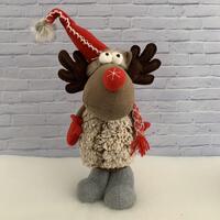 Wooly Reindeer Standing 38cm - Grey Boots