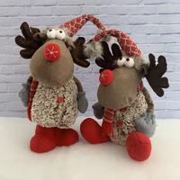 Wooly Reindeer 38cm Set of 2 - Red Boots