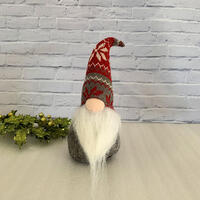 Nordic Gnome 30cm - Red/Grey Knit Hat