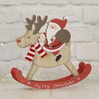 Santa Riding Rocking Reindeer 24cm