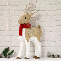Sisal Reindeer Stand 70cm Red Scarf