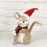 Sisal Squirrel 25cm - Santa Hat