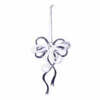 Silver Bow Tree Decoration 16cm