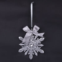 Silver Snowflake With Ribbon & Bow 13.5cm