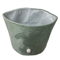 Velour Easter Basket Green 16cm