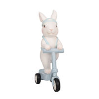 Polyresin Bunny on Blue Scooter 16cm