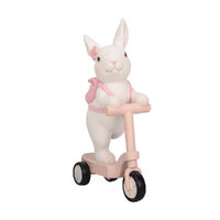 Polyresin Bunny on Pink Scooter 16cm